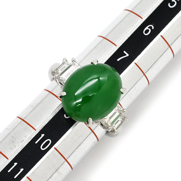 ノンブランド NON BRAND ヒスイ 5.40ct ダイヤモンド プラチナシルバー Pt900 ヒスイ ダイヤモンド リング 指輪 緑 グリーン 翡翠 ひすい ジェダイト プラチナ900 8号