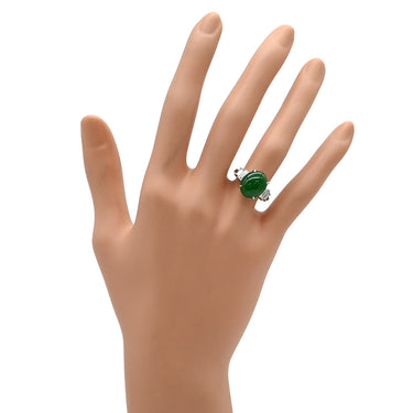 ノンブランド NON BRAND ヒスイ 5.40ct ダイヤモンド プラチナシルバー Pt900 ヒスイ ダイヤモンド リング 指輪 緑 グリーン 翡翠 ひすい ジェダイト プラチナ900 8号