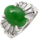 ノンブランド NON BRAND ヒスイ ダイヤモンド プラチナシルバー Pt900 ヒスイ ダイヤモンド リング 指輪 緑 グリーン 翡翠 ひすい ジェダイト Pm900 オーバルカット 11.5号