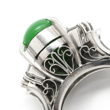 ノンブランド NON BRAND ヒスイ ダイヤモンド プラチナシルバー Pt900 ヒスイ ダイヤモンド リング 指輪 緑 グリーン 翡翠 ひすい ジェダイト Pm900 オーバルカット 11.5号