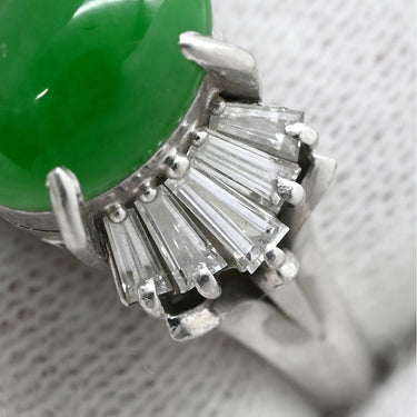 ノンブランド NON BRAND ヒスイ ダイヤモンド プラチナシルバー Pt900 ヒスイ ダイヤモンド リング 指輪 緑 グリーン 翡翠 ひすい ジェダイト Pm900 オーバルカット 11.5号