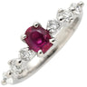 ノンブランド NON BRAND ルビー 0.53ct ダイヤモンド プラチナシルバー Pt900 ルビー ダイヤモンド リング 指輪 レッド 赤 1石 オーバルミックスカット 6Pダイヤ 7号