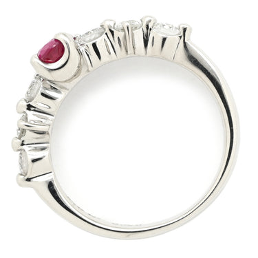 ノンブランド NON BRAND ルビー 0.53ct ダイヤモンド プラチナシルバー Pt900 ルビー ダイヤモンド リング 指輪 レッド 赤 1石 オーバルミックスカット 6Pダイヤ 7号