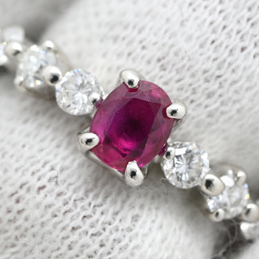 ノンブランド NON BRAND ルビー 0.53ct ダイヤモンド プラチナシルバー Pt900 ルビー ダイヤモンド リング 指輪 レッド 赤 1石 オーバルミックスカット 6Pダイヤ 7号