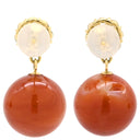 ノンブランド NON BRAND 珊瑚 サンゴ ダイヤピアス イエローゴールド K18YG 珊瑚 ダイヤモンド ピアス 1P 1粒さんご