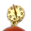 ノンブランド NON BRAND 珊瑚 サンゴ ダイヤピアス イエローゴールド K18YG 珊瑚 ダイヤモンド ピアス 1P 1粒さんご