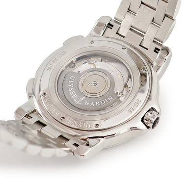 腕時計 ユリスナルダン ULYSSE NARDIN デュアルタイム 42mm 243-55 自動巻き メンズ OH済 ビッグデイト ブラック スモールセコンド