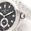 腕時計 ユリスナルダン ULYSSE NARDIN デュアルタイム 42mm 243-55 自動巻き メンズ OH済 ビッグデイト ブラック スモールセコンド