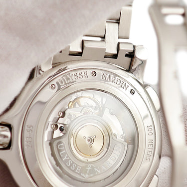 腕時計 ユリスナルダン ULYSSE NARDIN デュアルタイム 42mm 243-55 自動巻き メンズ OH済 ビッグデイト ブラック スモールセコンド