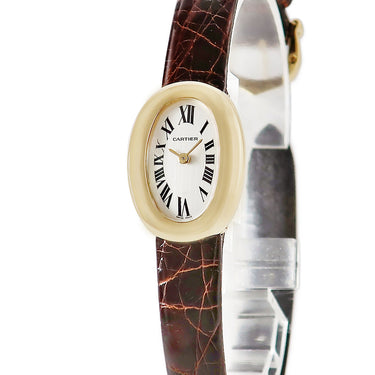 腕時計 カルティエ Cartier ミニベニュワール W1536699 クオーツ レディース K18YG無垢 オーバル シルバー ローマン