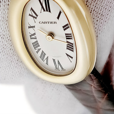 腕時計 カルティエ Cartier ミニベニュワール W1536699 クオーツ レディース K18YG無垢 オーバル シルバー ローマン