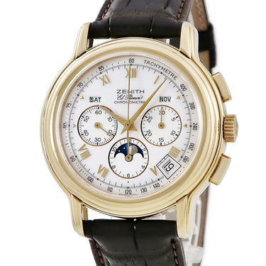 腕時計 ゼニス ZENITH クロノマスター トリプルカレンダー ムーンフェイズ 30.0240.410 自動巻き メンズ K18YG無垢 エルプリメロ 白