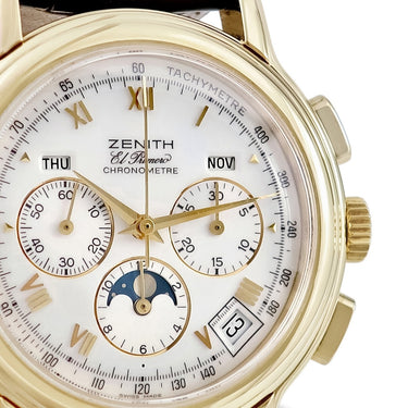 腕時計 ゼニス ZENITH クロノマスター トリプルカレンダー ムーンフェイズ 30.0240.410 自動巻き メンズ K18YG無垢 エルプリメロ 白