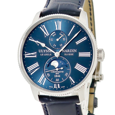 腕時計 ユリスナルダン ULYSSE NARDIN マリーン トルピユール ムーンフェイズ 1193-310LE-3A-175 自動巻き メンズ 新品同様 スモセコ 限定