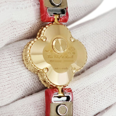 腕時計 ヴァンクリーフアーペル Van Cleef & Arpels スウィート アルハンブラ ウォッチ VCARO8WT00 クオーツ レディース K18YG無垢 ギョウシェ