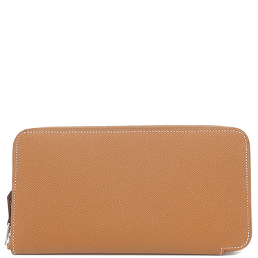 エルメス HERMES アザップロング シルクイン ゴールド ヴォーエプソン 長財布 シルバー金具 新品 未使用 茶 ラウンドファスナー