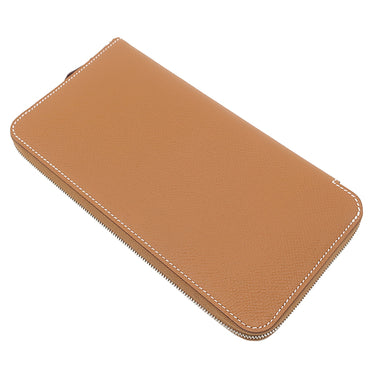 エルメス HERMES アザップロング シルクイン ゴールド ヴォーエプソン 長財布 シルバー金具 新品 未使用 茶 ラウンドファスナー