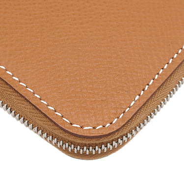 エルメス HERMES アザップロング シルクイン ゴールド ヴォーエプソン 長財布 シルバー金具 新品 未使用 茶 ラウンドファスナー
