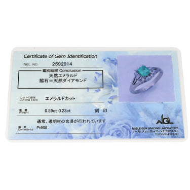 ノンブランド NON BRAND エメラルド ダイヤモンド リング プラチナシルバー Pt900 エメラルド ダイヤモンド リング 指輪 グリーン 緑 スクエア 0.59ct プラチナム エメラルドカット 15.5号