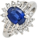 ノンブランド NON BRAND サファイア ダイヤ ブルー×プラチナシルバー Pt900 サファイア ダイヤモンド リング 指輪 1.68ct Pt900 プラチナム ブルー 青 メレ パヴェダイヤ 花モチーフ 9.5号