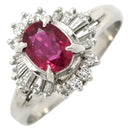 ノンブランド NON BRAND ルビー 0.66ct ダイヤモンド プラチナシルバー Pt900 ルビー ダイヤモンド リング 指輪 レッド 赤 1石 プラチナ オーバルミックスカット 7.5号