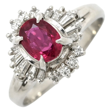 ノンブランド NON BRAND ルビー 0.66ct ダイヤモンド プラチナシルバー Pt900 ルビー ダイヤモンド リング 指輪 レッド 赤 1石 プラチナ オーバルミックスカット 7.5号