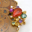 ノンブランド NON BRAND アンモナイト マルチストーン イエローゴールド K18YG アンモナイト　 マルチストーン ブローチ オパール トルマリン サファイア ルビー ガーネット アメシスト ダイヤモンド 750YG