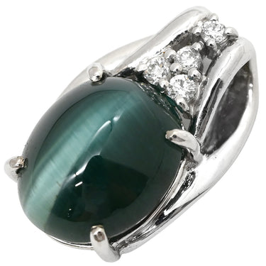 ノンブランド NON BRAND トルマリン キャッツアイ ダイヤ ホワイトゴールド K18WG ダイヤモンド トルマリンキャッツアイ ペンダントトップ 緑 オーバルカボションカット 18K 18金 ネックレストップ 天然石