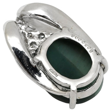 ノンブランド NON BRAND トルマリン キャッツアイ ダイヤ ホワイトゴールド K18WG ダイヤモンド トルマリンキャッツアイ ペンダントトップ 緑 オーバルカボションカット 18K 18金 ネックレストップ 天然石