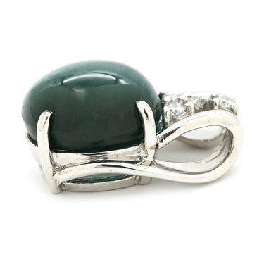 ノンブランド NON BRAND トルマリン キャッツアイ ダイヤ ホワイトゴールド K18WG ダイヤモンド トルマリンキャッツアイ ペンダントトップ 緑 オーバルカボションカット 18K 18金 ネックレストップ 天然石