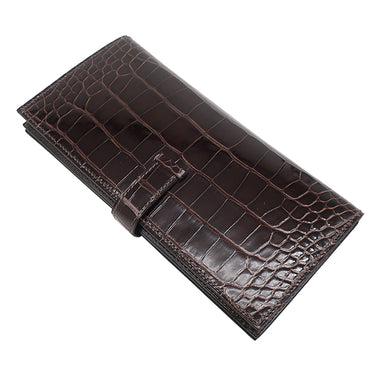 エルメス HERMES ベアンスフレ ハバナ アリゲーター 長財布 ゴールド金具 新品未使用 茶 クロコ 二つ折り財布