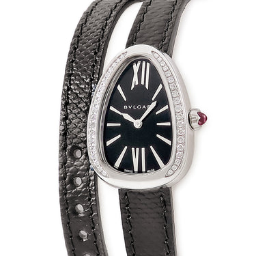 腕時計 ブルガリ BVLGARI セルペンティ 102921 クオーツ レディース 純正ダイヤ ダブルスパイラル ブラック 黒 バー ローマン