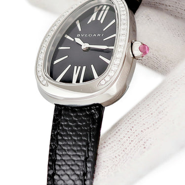 腕時計 ブルガリ BVLGARI セルペンティ 102921 クオーツ レディース 純正ダイヤ ダブルスパイラル ブラック 黒 バー ローマン