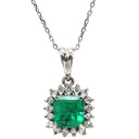 ノンブランド NON BRAND エメラルド ダイヤ プラチナシルバー Pt900 エメラルド ダイヤモンド Pt850(チェーン) ネックレス ダイヤモンド グリーン 緑 エメラルドカット