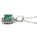 ノンブランド NON BRAND エメラルド ダイヤ プラチナシルバー Pt900 エメラルド ダイヤモンド Pt850(チェーン) ネックレス ダイヤモンド グリーン 緑 エメラルドカット