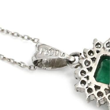 ノンブランド NON BRAND エメラルド ダイヤ プラチナシルバー Pt900 エメラルド ダイヤモンド Pt850(チェーン) ネックレス ダイヤモンド グリーン 緑 エメラルドカット