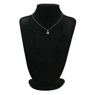 ノンブランド NON BRAND エメラルド ダイヤ プラチナシルバー Pt900 エメラルド ダイヤモンド Pt850(チェーン) ネックレス ダイヤモンド グリーン 緑 エメラルドカット