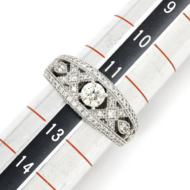 ノンブランド NON BRAND ダイヤモンド 0.38ct 0.323ct プラチナシルバー Pt900 ダイヤモンド リング 指輪 パヴェダイヤ プラチナム PT900 透かしデザイン 12号