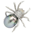 ノンブランド NON BRAND 黒蝶パール 12.9mm 蜘蛛モチーフ ピンブローチ ホワイトゴールド K18WG 黒蝶パール ブローチ クモ くも 黒真珠 バロックパール シルバー 18K 750WG 18金