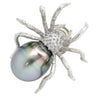ノンブランド NON BRAND 黒蝶パール 12.9mm 蜘蛛モチーフ ピンブローチ ホワイトゴールド K18WG 黒蝶パール ブローチ クモ くも 黒真珠 バロックパール シルバー 18K 750WG 18金