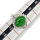 ノンブランド NON BRAND ヒスイ 2.42ct ダイヤ 0.47ct グリーン×プラチナシルバー Pt900 ヒスイ ダイヤモンド リング 指輪 緑 グリーン 翡翠 ひすい ジェダイト カボション 11号