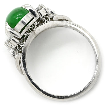 ノンブランド NON BRAND ヒスイ 0.31ct ダイヤモンド プラチナシルバー Pt900 ヒスイ ダイヤモンド リング 指輪 緑 グリーン 翡翠 ひすい ジェダイト プラチナ900 8.5号