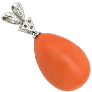 ノンブランド NON BRAND 珊瑚 ダイヤ プラチナシルバー Pt900 珊瑚 ダイヤモンド ペンダントトップ ピンク サンゴ ネックレストップ