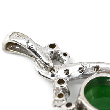 ノンブランド NON BRAND ヒスイ 2.0ct ダイヤ ホワイトゴールド K18WG ヒスイ ダイヤモンド ペンダントトップ 翡翠 ジェダイド 緑 オーバルカボションカット 18K 18金 ネックレストップ