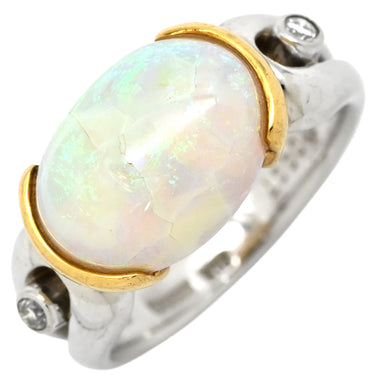 ノンブランド NON BRAND オパール ダイヤリング プラチナシルバー Pt900 オパール ダイヤモンド リング 指輪 コンビリング 13号