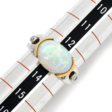 ノンブランド NON BRAND オパール ダイヤリング プラチナシルバー Pt900 オパール ダイヤモンド リング 指輪 コンビリング 13号