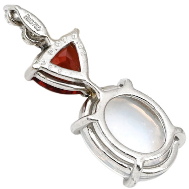 ノンブランド NON BRAND ラブラドライト アンデシン ダイヤ ホワイトゴールド K18WG ダイヤモンド ラブラドライト アンデシン ペンダントトップ レッド オーバルカボションカット ネックレストップ 18K 18金