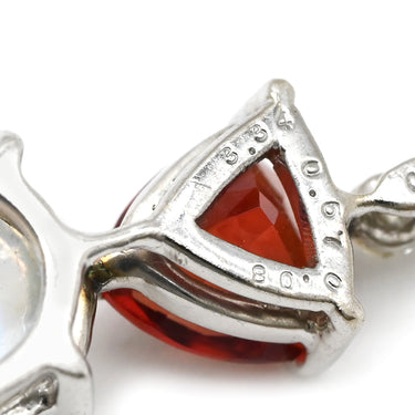 ノンブランド NON BRAND ラブラドライト アンデシン ダイヤ ホワイトゴールド K18WG ダイヤモンド ラブラドライト アンデシン ペンダントトップ レッド オーバルカボションカット ネックレストップ 18K 18金