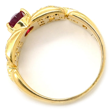 ノンブランド NON BRAND ルビー ダイヤ レッド×イエローゴールド K18YG ルビー ダイヤモンド リング 指輪 0.65ct イエローゴールド Au750 18K 18金 赤 オーバルミックスカット 8号