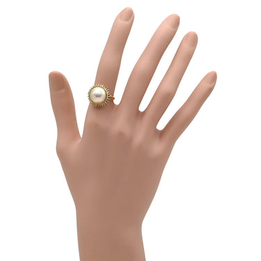 ノンブランド NON BRAND パールホワイト×イエローゴールド K18YG パール ダイヤモンド リング 指輪 1P 1粒 マベパール 真珠 ダイヤ ハーフパール 18K 18金 YG ダイヤモンド 10.5号